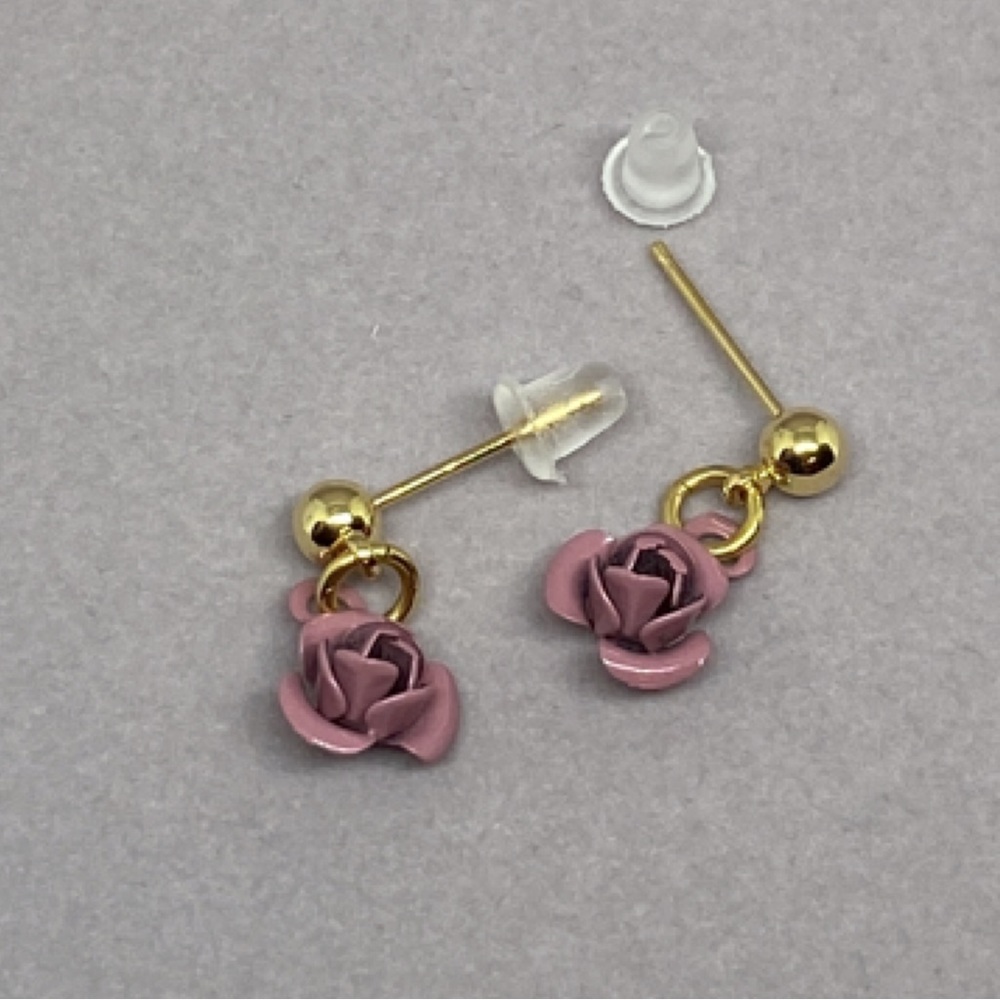 Handmade Tiny Flower Gold Plated Earrings NEW